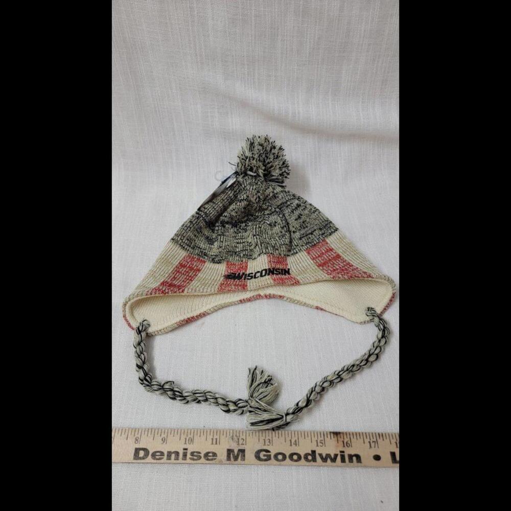 Adidas Wisconsin Patriotic Vintage Collection Tassel Beanie Hat B2